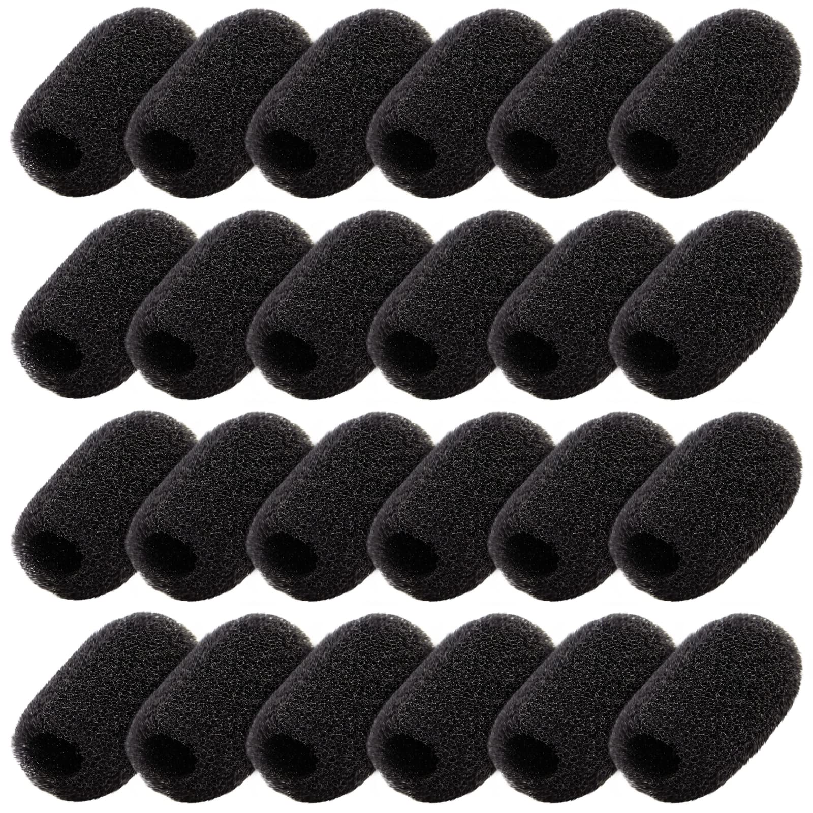 Juvale 24 Pack Black Foam Microphone Windscreen Covers - 0.8 Inch Mini Wind Guard for Lavalier & Lapel Mics, Noise Reduction Muff - Ideal for Podcasting, Interviews, Streaming & Public Speaking