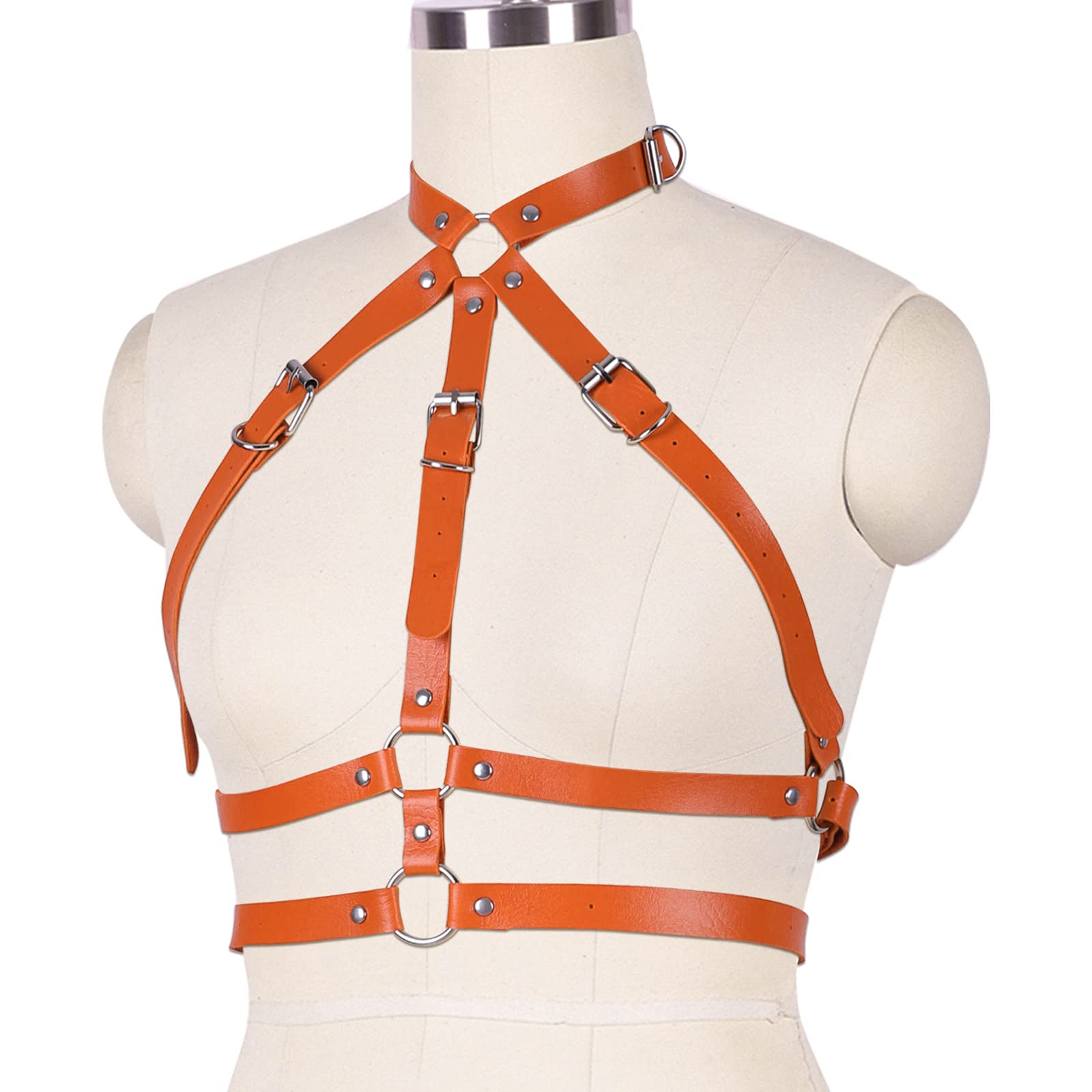 Punk Waist Cage Body Chain Leather Harness Cage Bra - 9 Color Options for Women & Girls | Gothic Body Jewelry Accessories for Concerts, Rave Parties & Alternative Fashion
