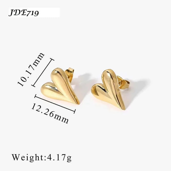 14K Gold Plated Mini Puffed Heart Stud Earrings for Women - Dainty Valentine's Day Gift for Her | JDE719 | Perfect for Date Nights, Anniversaries & Everyday Wear