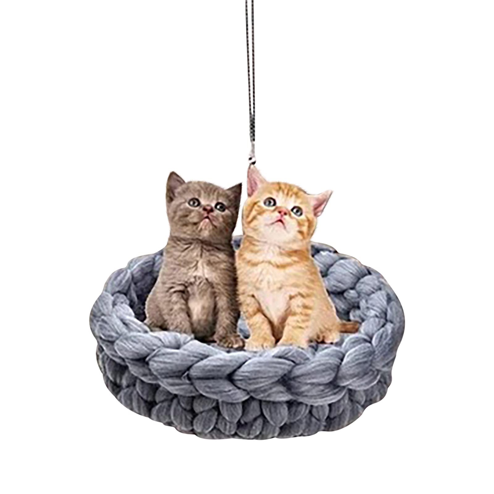 Cute Kitten Car Rear View Mirror Hanging Accessories - Lovely Cat Pendant for Car Interior Decoration (2-Pack) | Funny Novelty Decor for Cars, Trucks & Trailers - Perfect Gift for Cat Lovers