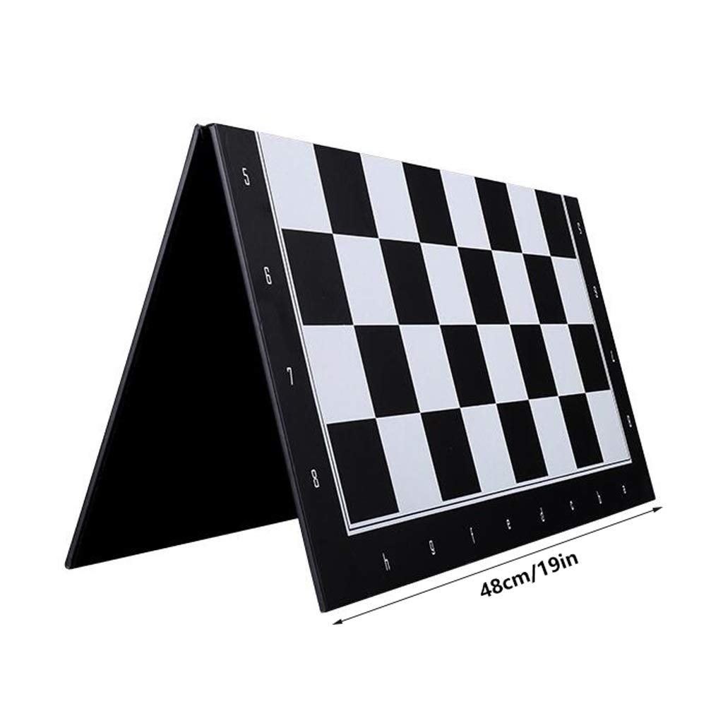 Portable Folding Chess Set with 32 Black & White Resin Chess Pieces - Travel Chess Board for Kids & Adults - 48cm International Chess Game for Home, Office, and Outdoor Use