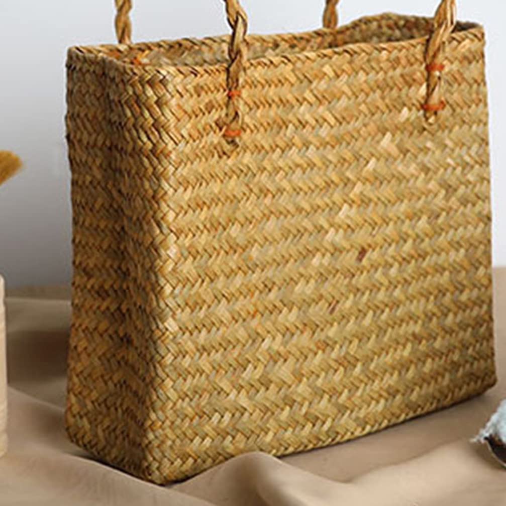 TrendyCoCo Woven Straw Tote Bag for Women - Handmade Beach Shoulder Bag - Perfect for Summer Outings, Picnics, and Shopping