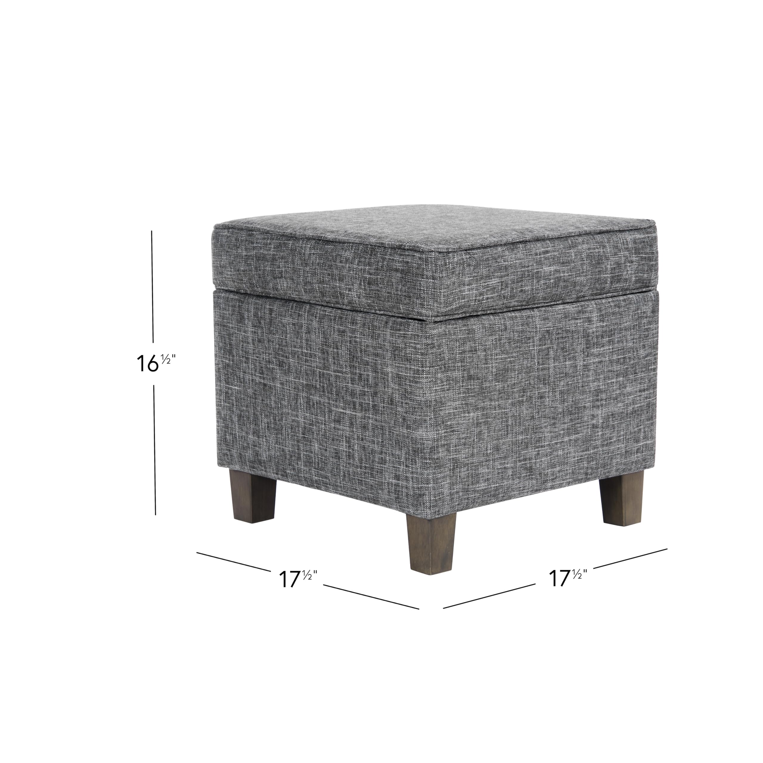 Classic Square Storage Ottoman with Lift Off Lid - Large Slate Grey Ottoman for Living Room & Bedroom | HomePop Home Decor K7342-F2182 | Perfect for Extra Seating, Blanket Storage & Home Organization