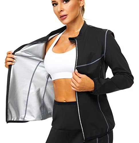 SEXYWG Women's Sauna Suit - Long Sleeve Workout Jacket & Sweat Shirt for Weight Loss & Detox - Perfect for Gym, Running, Yoga & Home Sauna Sessions