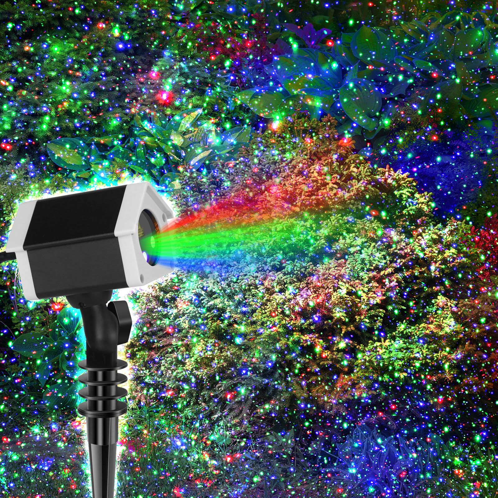 Outdoor Christmas Laser Lights - Star Projector with Moving Firefly Effect for Garden, Yard, and Indoor Holiday Decor (Red, Green, Blue) | Perfect for Christmas, Halloween, and Party Decorations