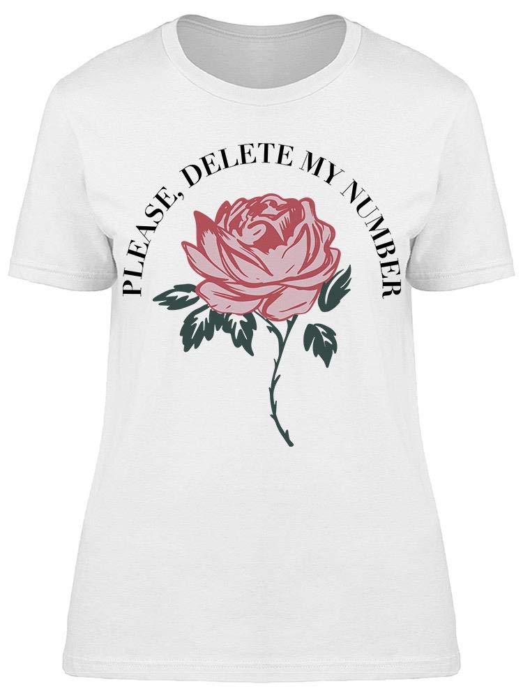 Smartprints 'Please Delete My Number' Rose Graphic T-Shirt for Women - Casual Wear, Funny Statement Tee for Dates & Social Outings