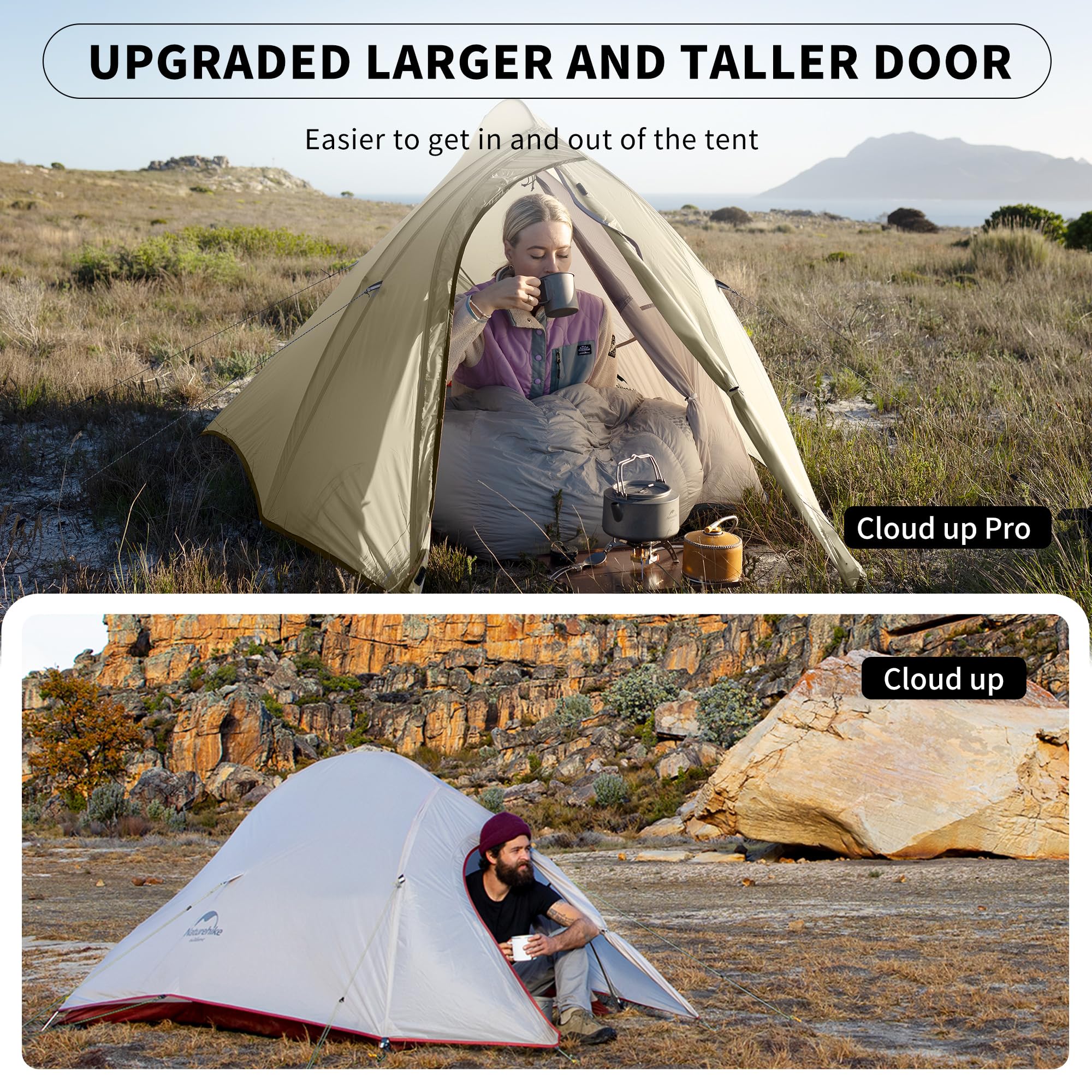 Naturehike Cloud Up Pro 2 Person Ultralight Backpacking Tent - 4 Season Waterproof Hiking & Camping Tent for Outdoor Adventures - Perfect for Backpacking, Mountaineering & Wilderness Expeditions