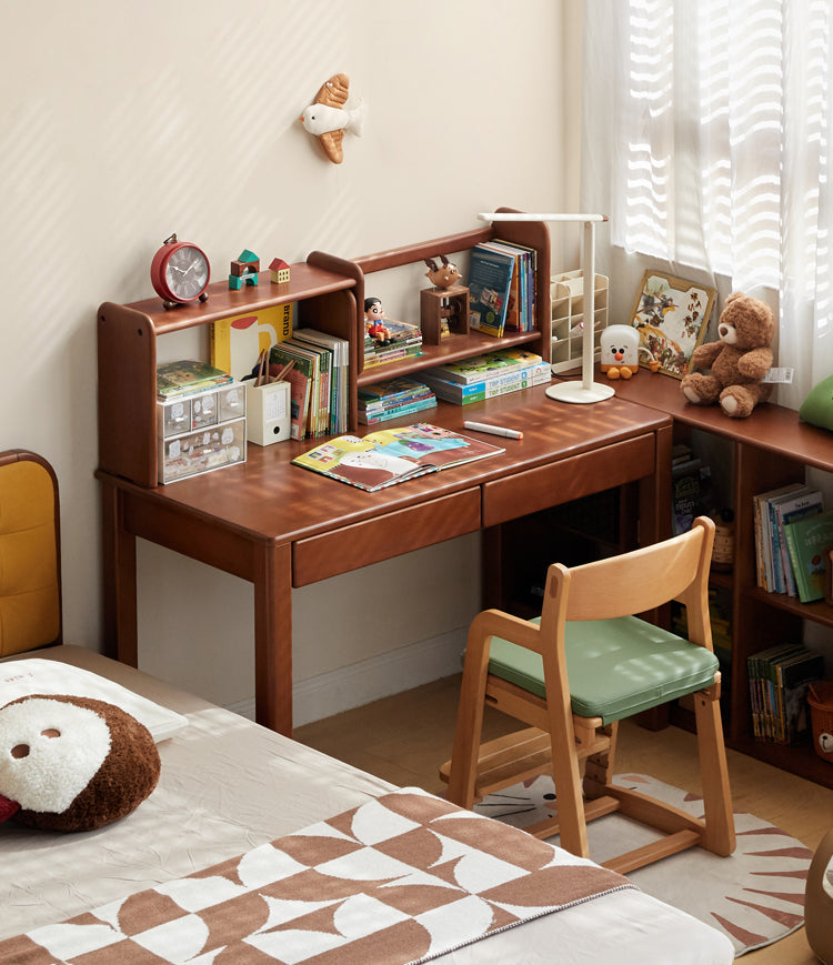 Solid Poplar Wood Kids Study Desk with Bookshelf - Durable Children's Learning Table for Homework & Reading - Perfect for Bedrooms, Playrooms & Homeschooling