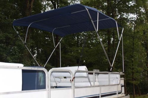 Vortex Navy Blue 4 Bow Bimini Top 8ft Long 73-84in Wide 54in High Complete Kit with Frame Canopy & Hardware for Boat Shade Protection - Perfect for Pontoon Fishing Boats and Water Sports