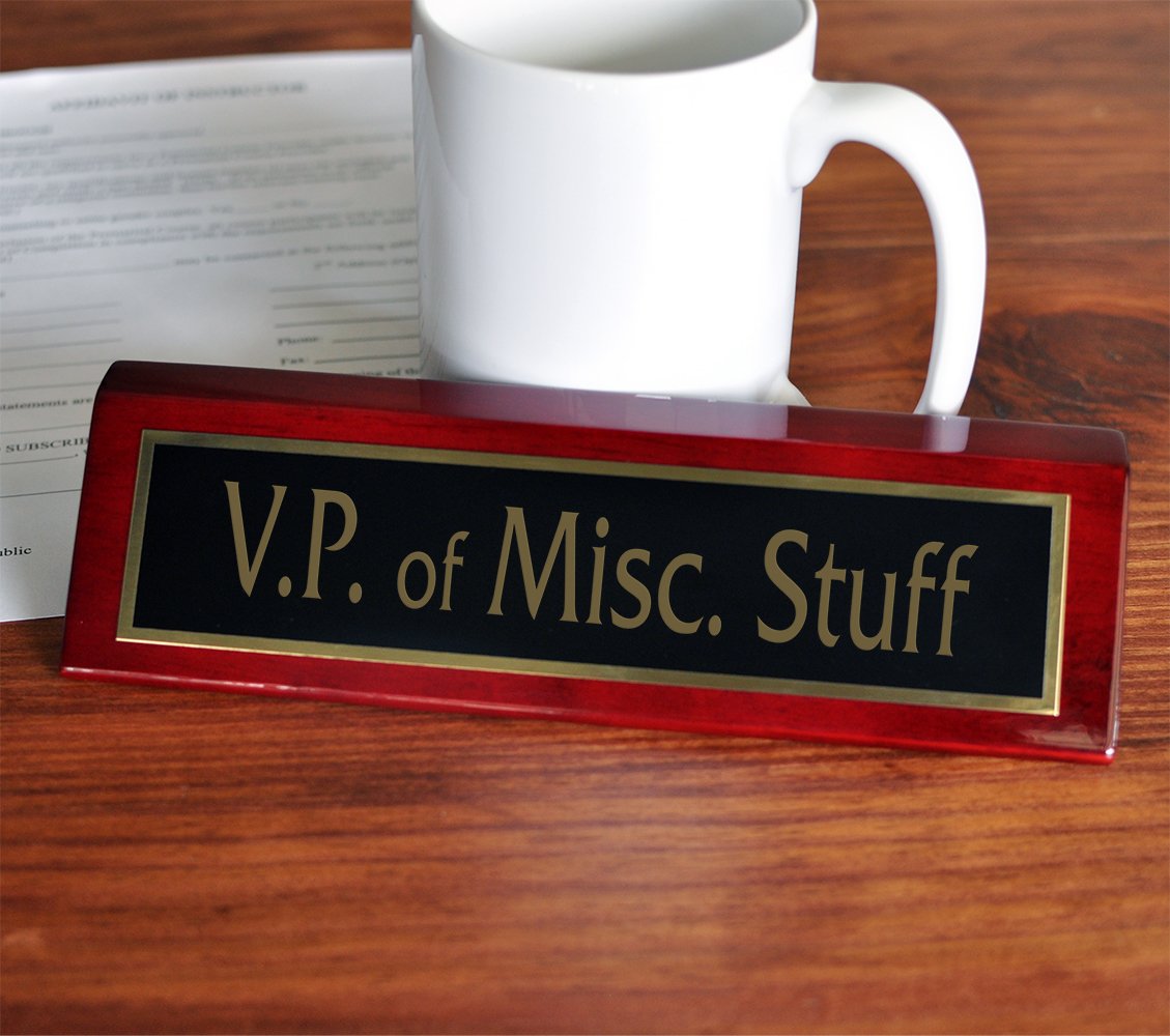 VP of Miscellaneous Stuff Desk Plate - 2 x 8 Inches Professional Office Nameplate for Executive Desks | Perfect for Corporate Gifts, Office Decor & Manager Workstations