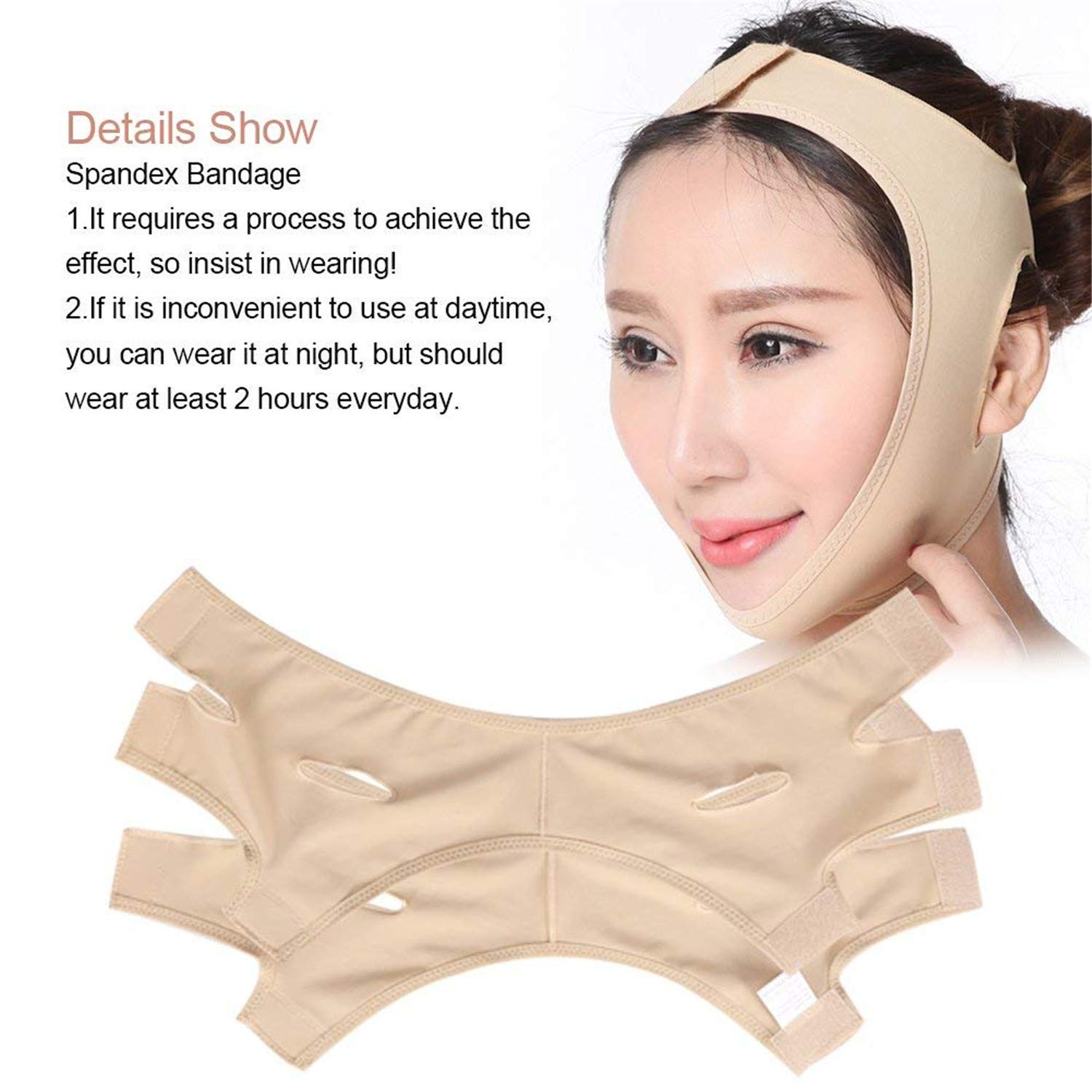 V Line Face Slimming Belt - Anti Wrinkle Chin Lift Strap & Cheek Contour Mask for Women (Size L) | Facial Slimming & Jawline Definition | Perfect for Daily Use, Yoga, or Sleep