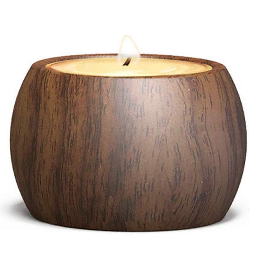 WYBFZTT-188 Walnut Wooden Tealight Candle Holders - Set of 2 Rustic Coffee Table Decor, Thanksgiving & Housewarming Gifts - Perfect for Romantic Dinners, Holiday Centerpieces & Home Decor