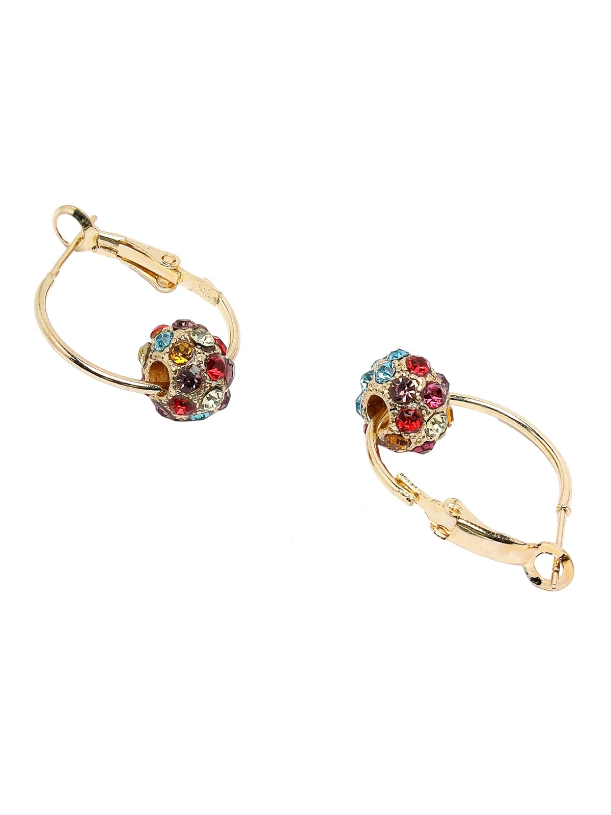 Sukkhi Scintillare Gold Plated Multicolor Crystal Bali Hoop Earrings for Women & Girls - Stylish Fashion Jewelry, Perfect Birthday & Anniversary Gift (E106561) | Great for Parties, Weddings & Everyday Wear