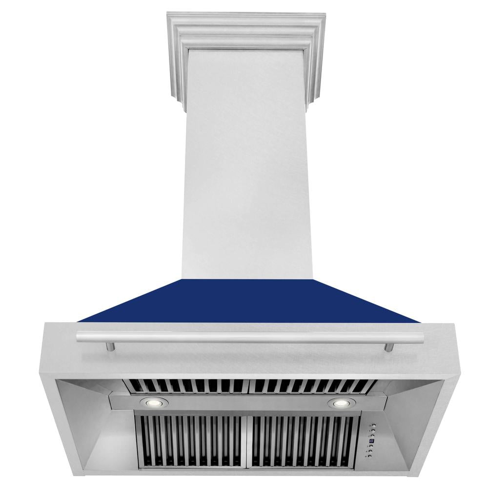 ZLINE 36 Inch Stainless Steel Wall Mount Range Hood with Satin Finish & Stainless Steel Handle (8654SNX 36) - Powerful Kitchen Ventilation for Gas Stoves & Cooking Areas