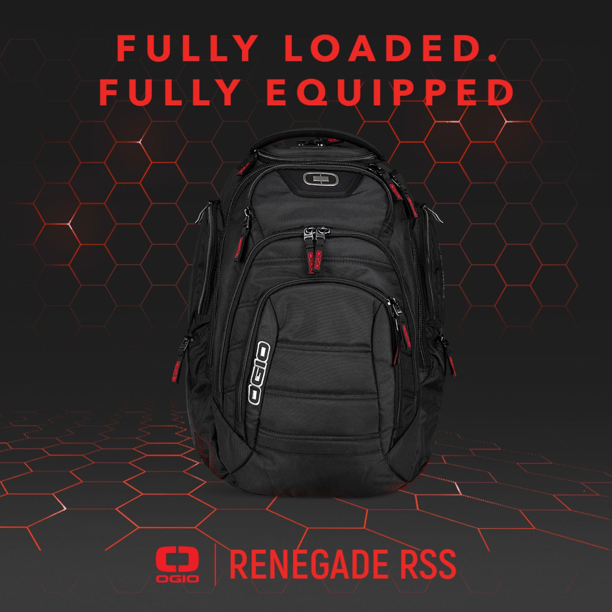 OGIO Renegade Backpack - Large Durable Laptop Backpack for Men & Women, Water-Resistant Travel Backpack with USB Charging Port, Perfect for Work, School, College, Hiking & Outdoor Adventures (Black)