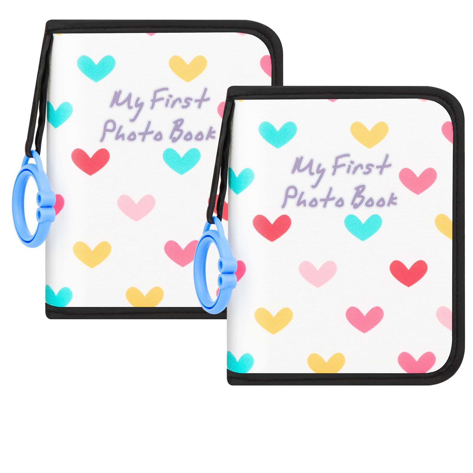 Baby Photo Album - Soft Cloth Memory Book Holds 21 4x6 Photos | First Year Keepsake for Newborns, Toddlers & Family | Perfect Baby Shower Gift & Milestone Tracker (2Pcs, Black) | Great for Nursery Decor, First Birthday Presents & Creating Cherished Family Memories