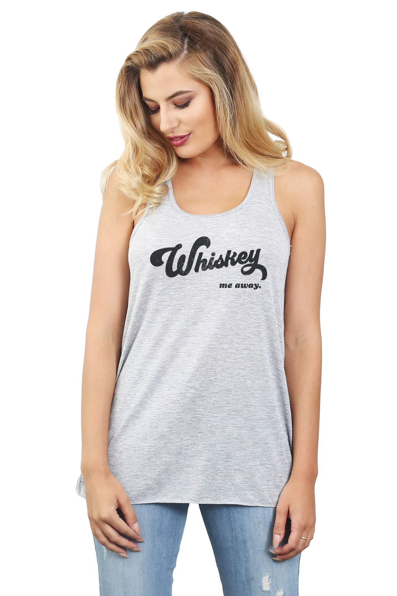 Whiskey Me Away Women's Sleeveless Flowy Racerback Tank Top - Summer Casual Wear, Beach Cover Up, Yoga & Lounge Outfit