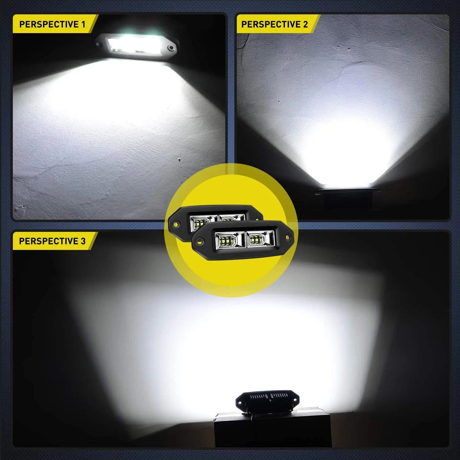 40W 3600LM 7-Inch LED Flush Mount Flood Work Light - Bright Waterproof Shop Lighting for Garages, Workshops & Outdoor Areas (2-Pack)
