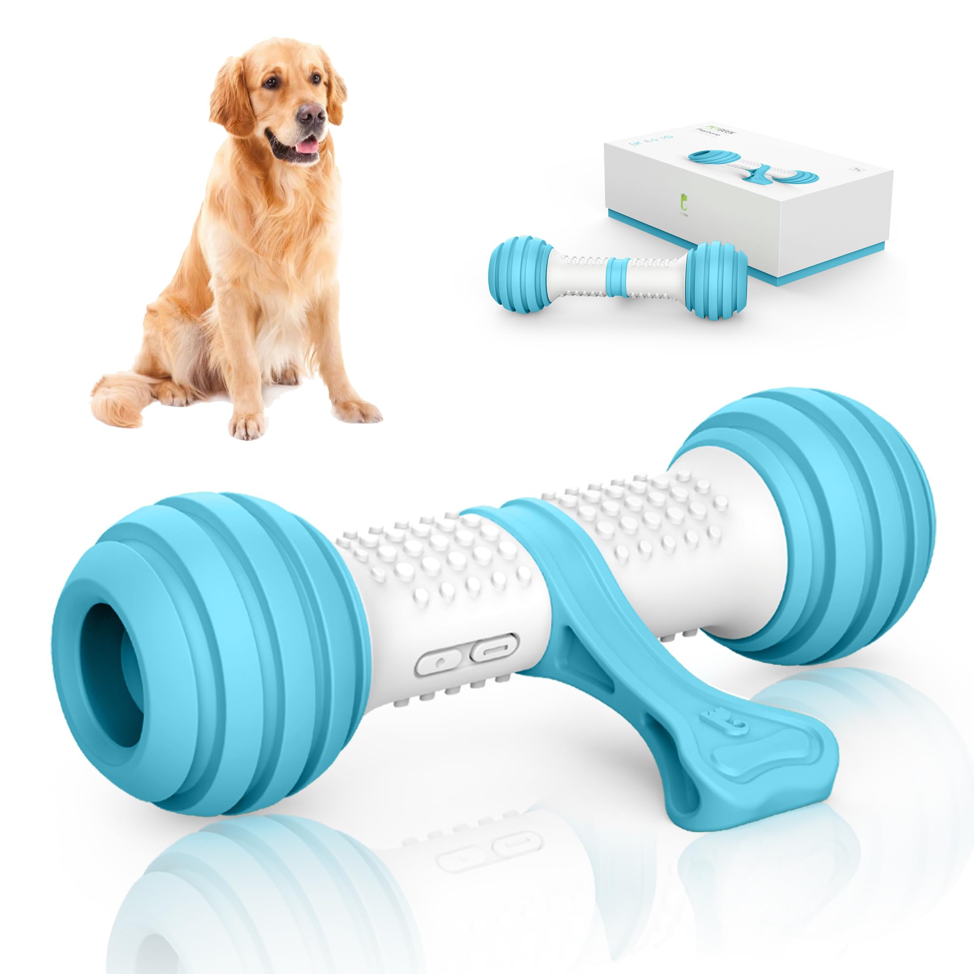PETGEEK Interactive Dog Toys - Automatic Electronic Chew Bones for Small Medium Large Dogs - Rechargeable USB Pet Toy with Safe Durable Material - Keep Dogs Entertained Indoors & Outdoors - Perfect for Boredom Relief, Separation Anxiety, and Training (Blue)
