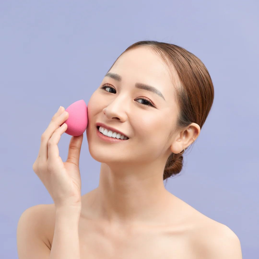 FOLELLO Velvet Blending Makeup Sponge - Blush Pink 5x4cm Microfiber Beauty Blender for Liquid & Powder Foundation, Concealer, Blush | Easy to Clean & Store | Perfect for Professional Makeup & Travel