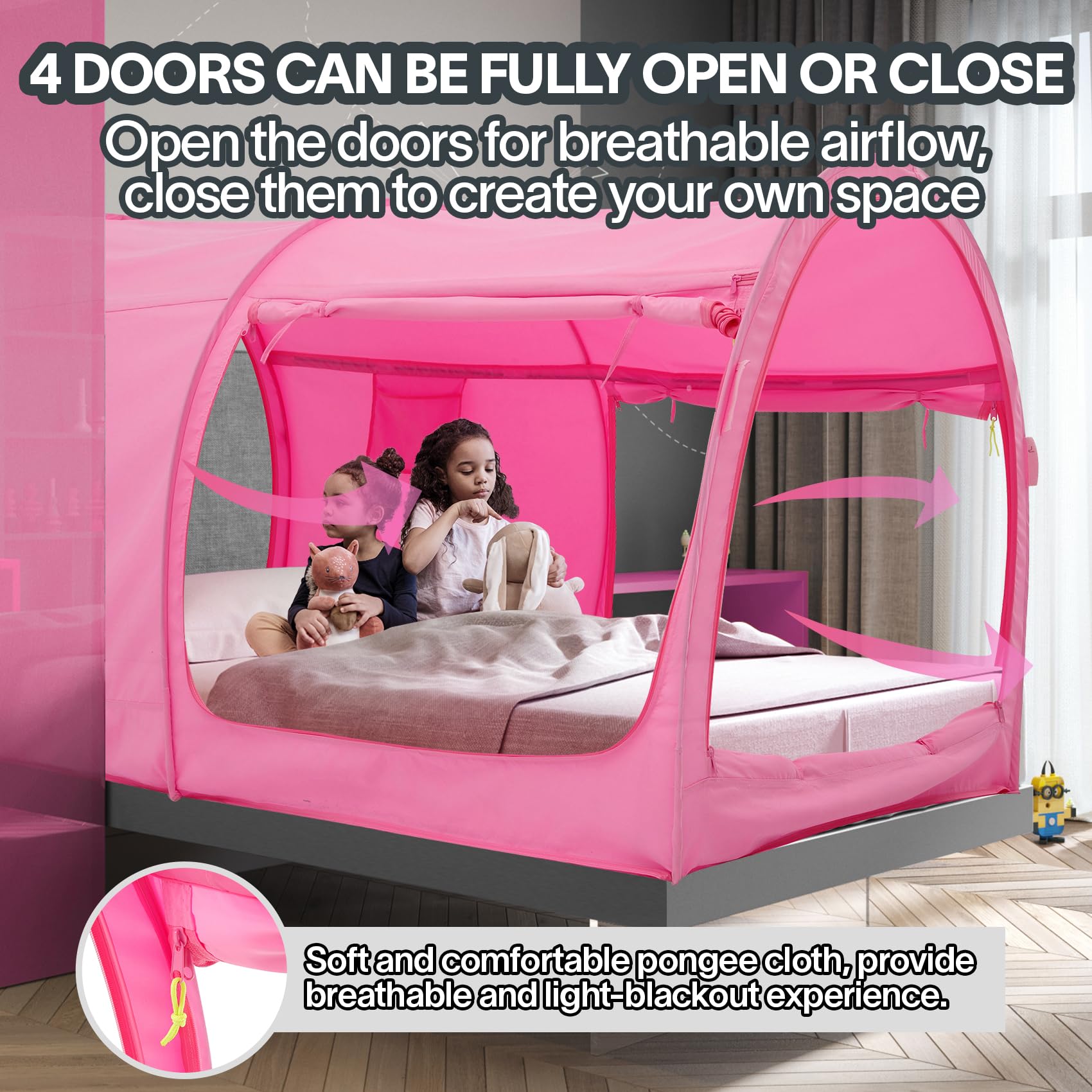 **Dream Tents Bed Canopy Shelter - Pop Up Twin Size for Kids & Adults - Indoor Privacy Cabin, Warm & Breathable (Mattress Not Included) - Perfect for Camping, Sleepovers & Cozy Bedroom Retreats**
