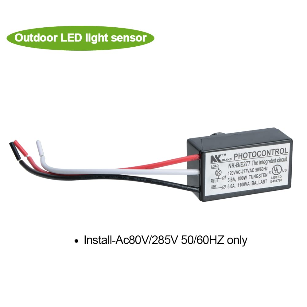 YXQ Photoelectric Switch - AC 120-277V Dusk to Dawn Sensor, Flush Mount Photo Control Eye Switch for Outdoor Lighting (NK-B/E277) | Perfect for Street Lights, Garden Lighting & Security Lights