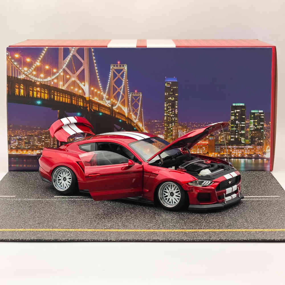2019 Ford Mustang GT 1/18 Scale Diecast Model Car with Widebody Kit - Red RHD Collectible for Car Enthusiasts | Perfect for Display, Gifts, and Hobby Collections
