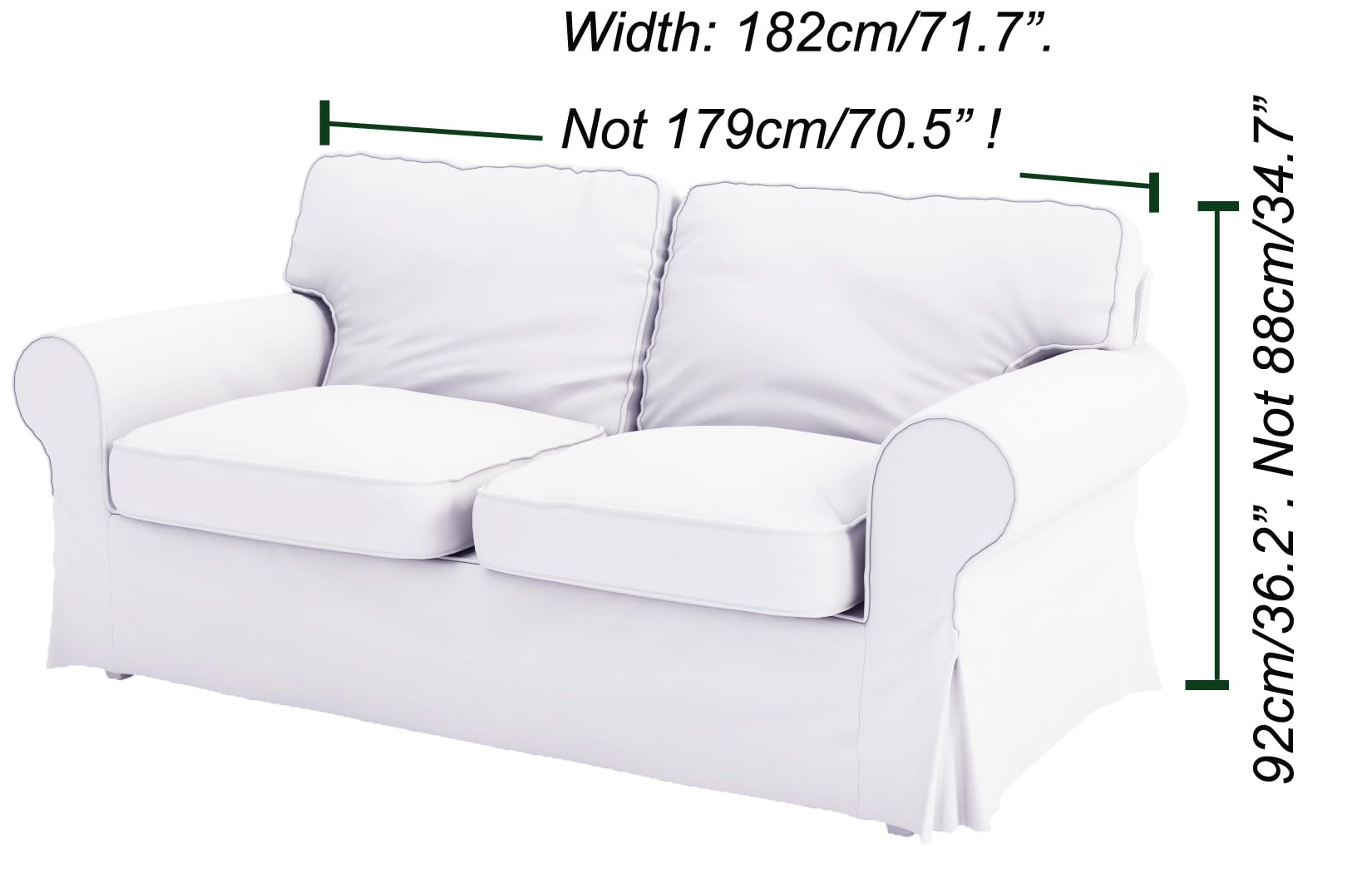 Heavy Cotton UPPLAND Sofa Cover Replacement - Compatible with IKEA UPPLAND Loveseat (White) | Durable Slipcover for Living Room, Bedroom & Home Decor