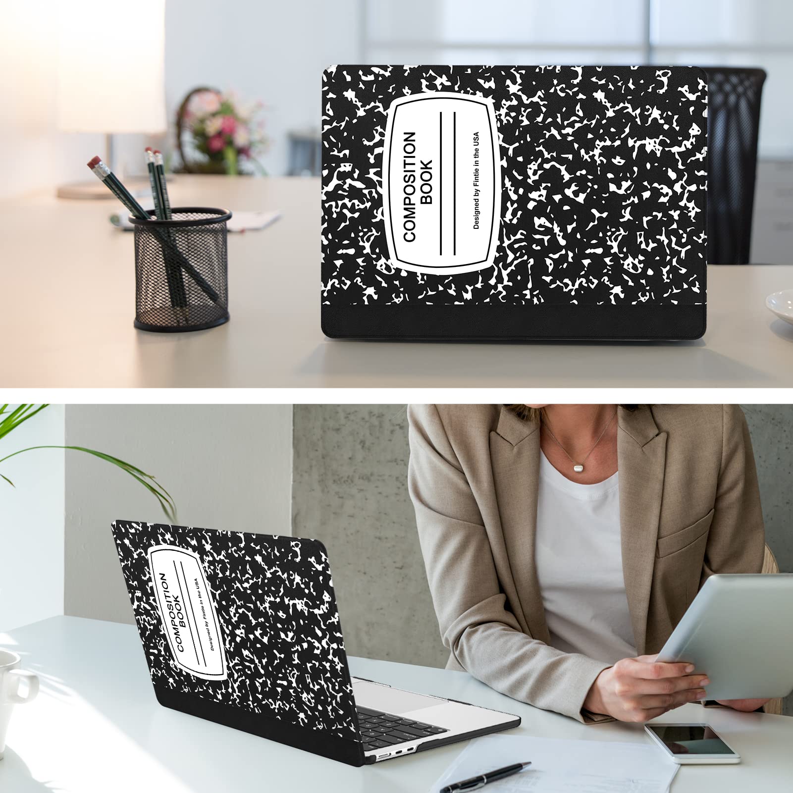 Fintie Protective Hard Shell Case for MacBook Air 13.6 Inch (2022-2025 Models A3240 A3113 A2681) - Snap On Cover Compatible with M2 M3 M4 Chip - Composition Book Design - Perfect for School, Office & Travel Protection