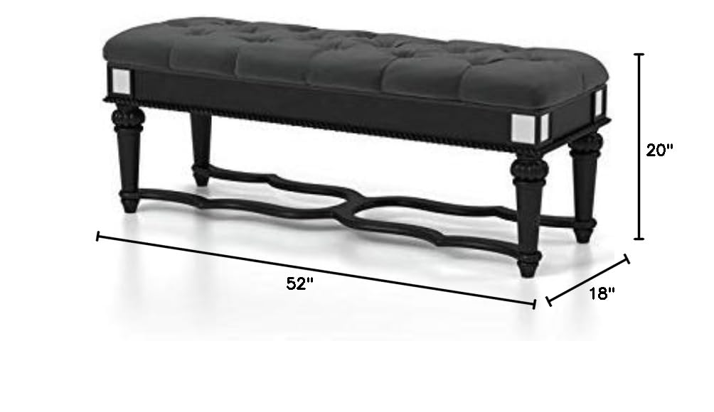 Furniture of America Viktoria Traditional Wood Tufted Bedroom Bench in Black - Elegant Seating for Bedroom, Living Room & Entryway - Perfect for Home Decor & Extra Seating