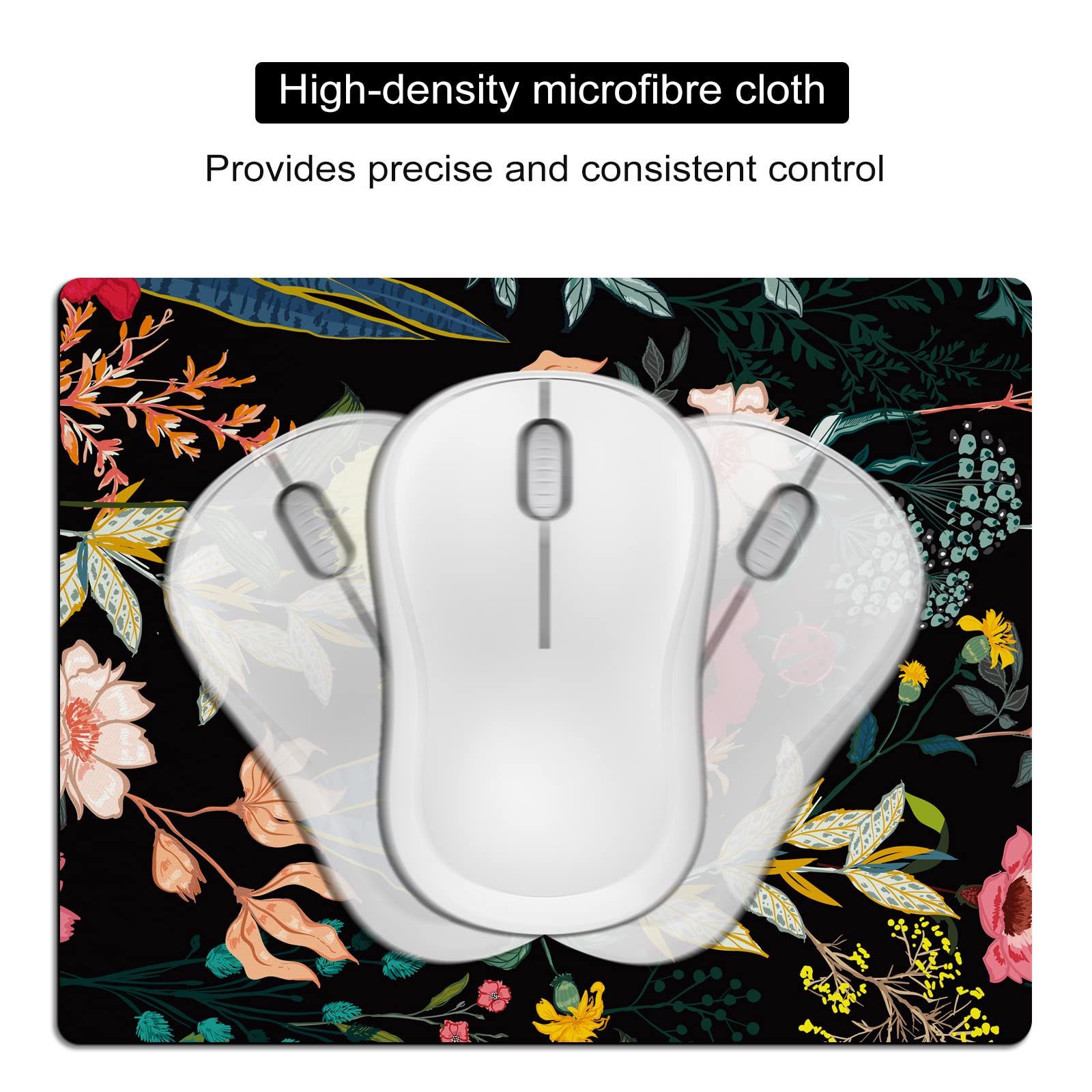 Cute Mini Mouse Pad for Wireless Mouse & Laptop - 5.5 x 7 Inch Portable Travel Mousepad with Non-Slip Rubber Base, Night Blooming Flowers & Kawaii Design - Perfect for Office, Home & Gaming Use