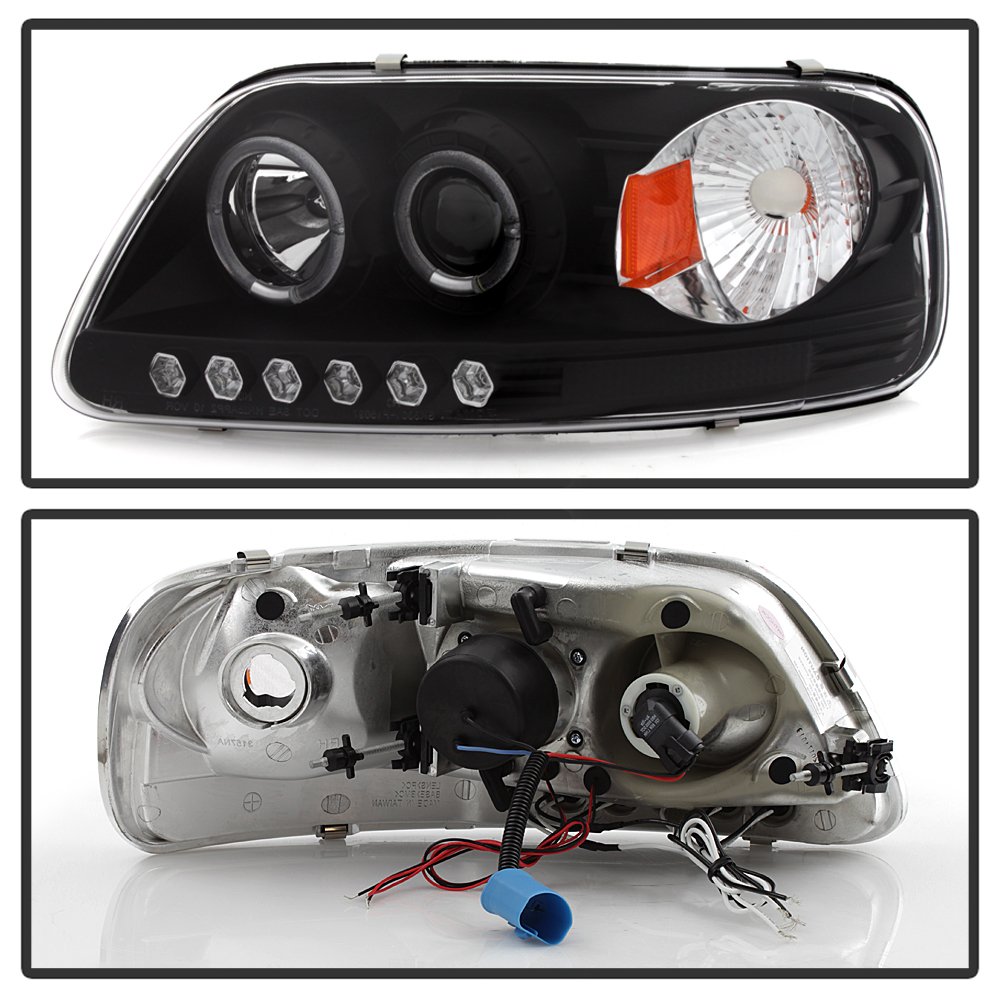 97-03 Ford F150 LED Halo Headlights - Black/Clear Lens - High Visibility Night Driving & Off-Road Lighting Upgrade