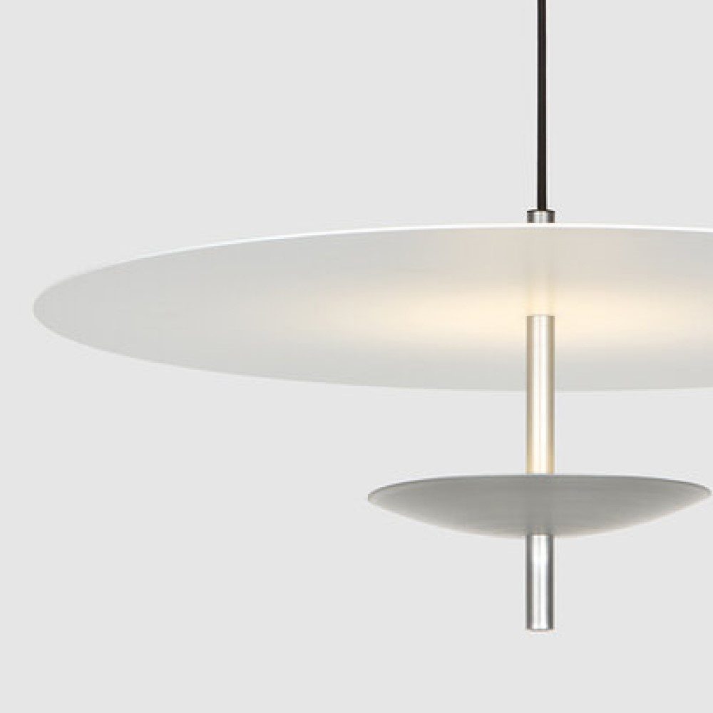 BEN TOVIM DESIGN Reflector Round Pendant Light - Brushed Anodized Silver Finish | 2 Size Options | Modern Ceiling Lighting for Living Room, Bedroom & Dining Area