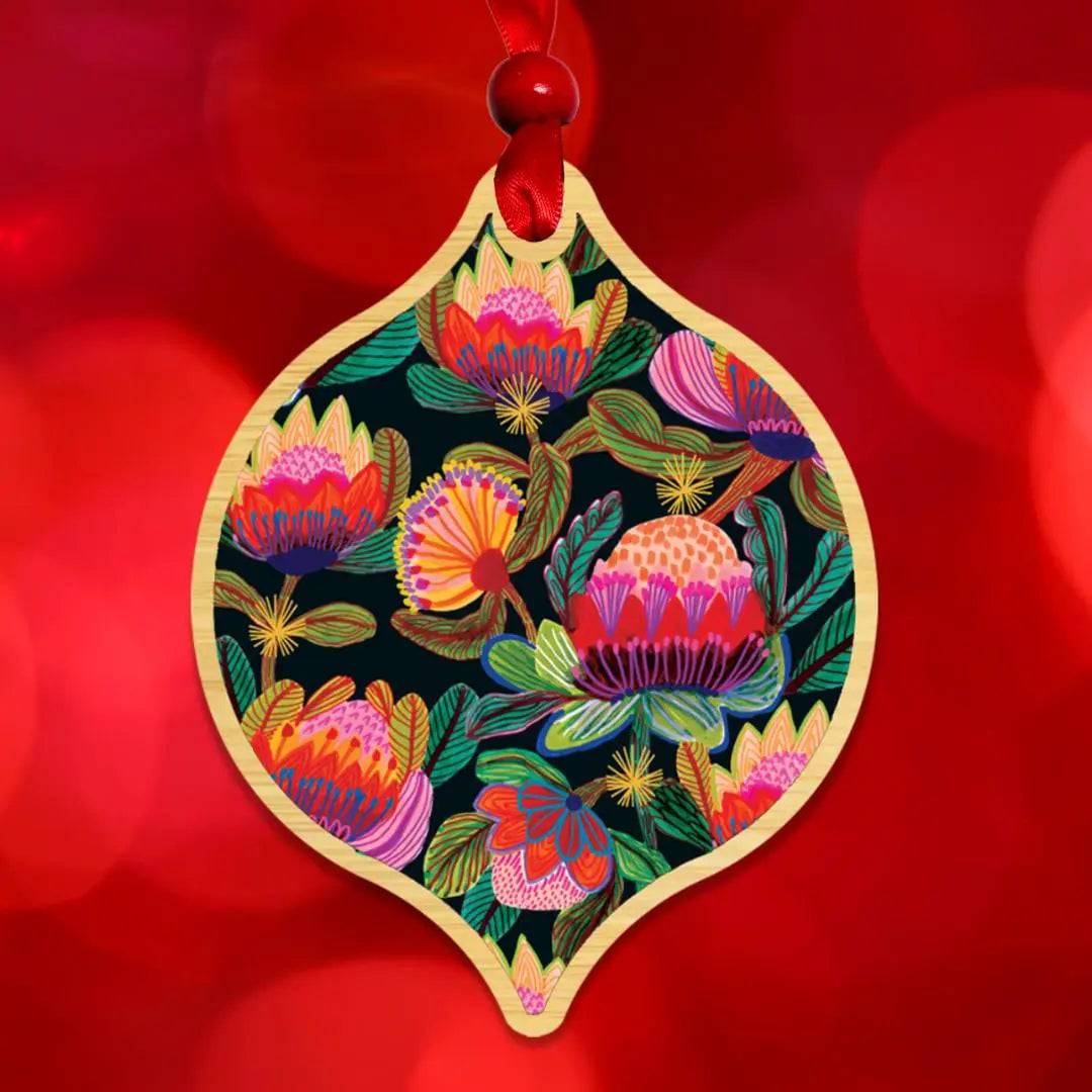 Protea Australis Christmas Bauble - Handmade Floral Ornament for Holiday Tree Decor, Wedding & Home Decoration