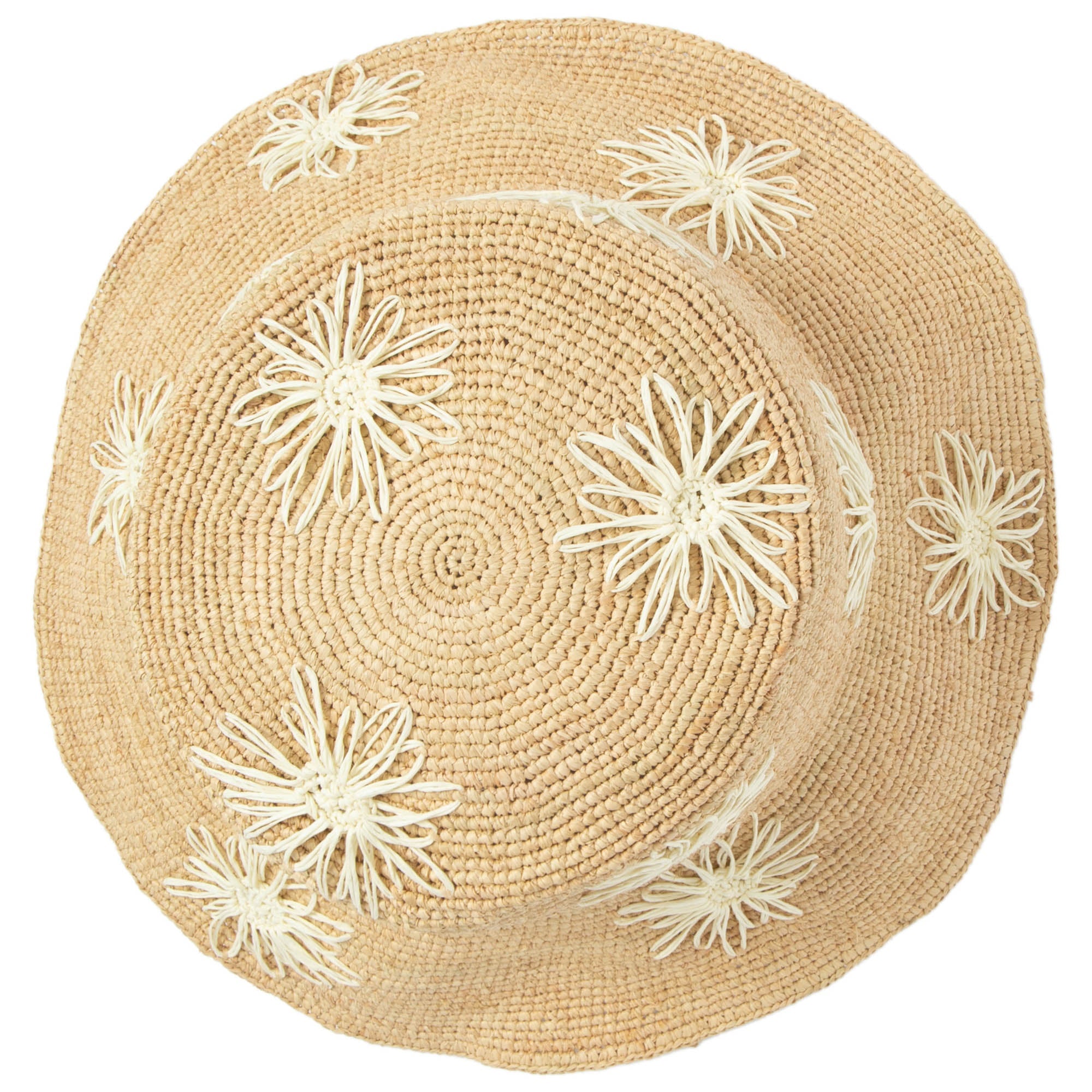 Sol Crochet Raffia Bucket Bag with Embroidered Flowers - Stylish Summer Beach Tote for Women, Perfect for Vacation, Picnic, and Outdoor Adventures