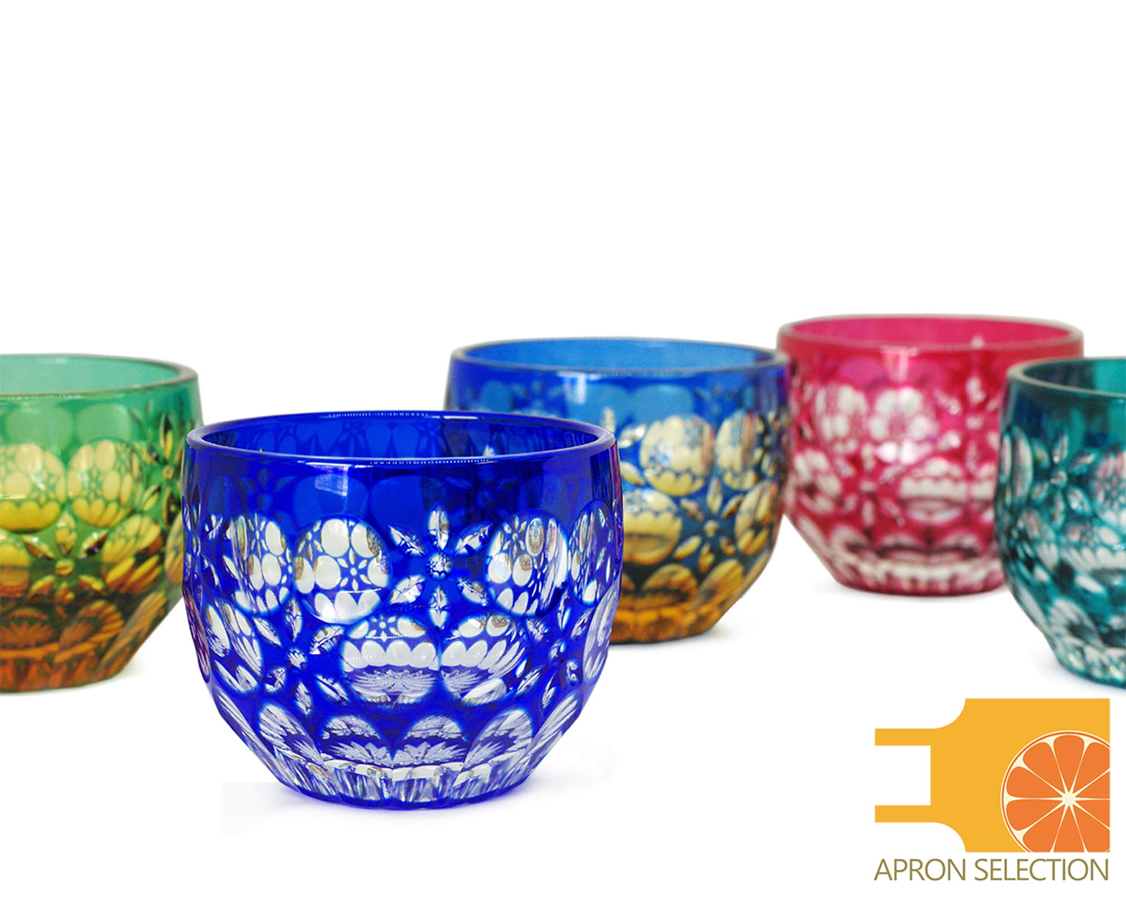 Premium Edo Kiriko Cut Glass - Authentic Japanese Traditional Craft in Elegant Gift Box, Kaleidoscope Design (Ultramarine Blue) - Perfect for Home Decor, Unique Gifts & Cultural Collectibles