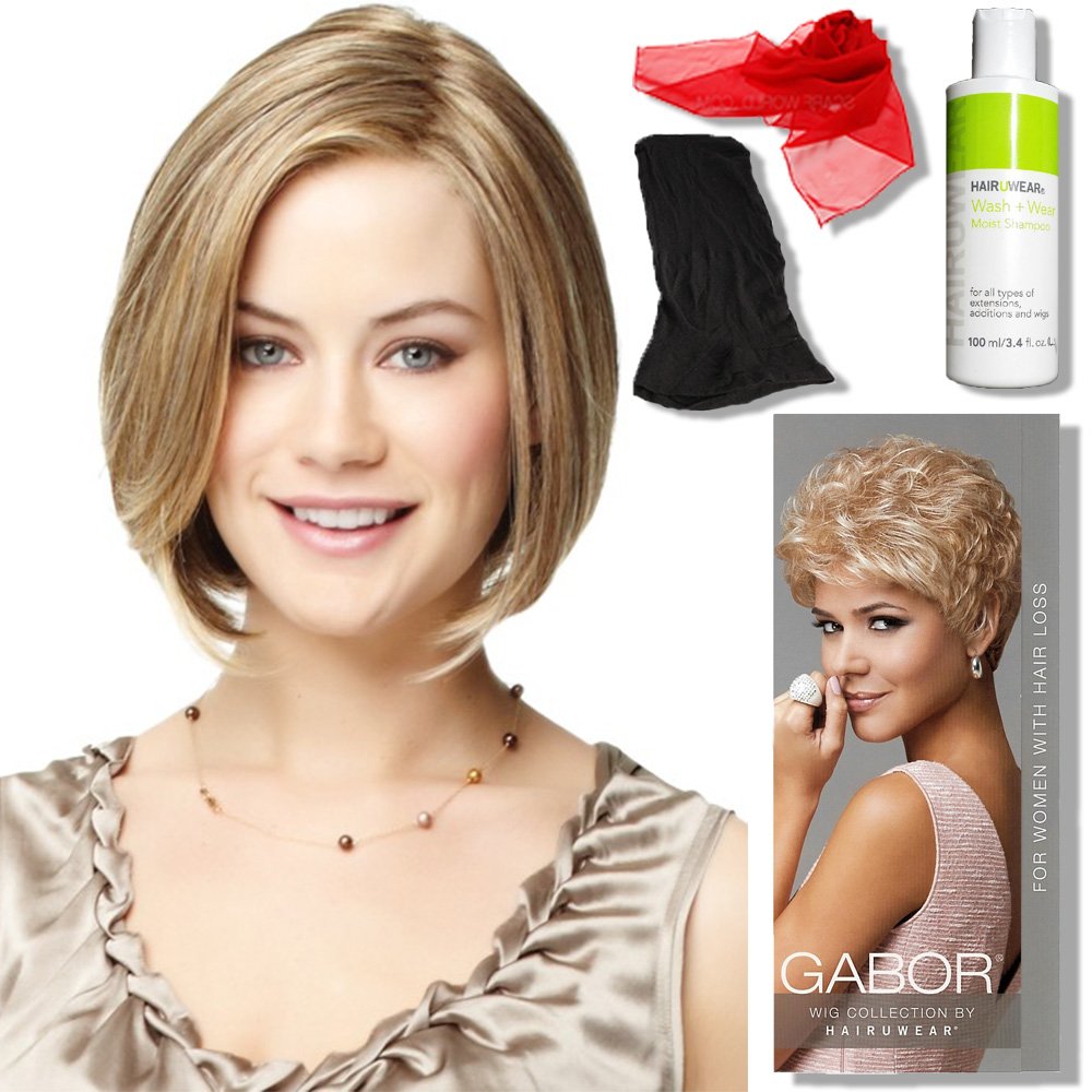 Gabor Wigs Chin Length Synthetic Lace Front Wig - Dark Chocolate Brown (Color GL 4-8) | Monofilament Part | Hand Knotted | Includes MaxWigs Hairloss Booklet | Perfect for Daily Wear, Cosplay & Hair Loss Solutions