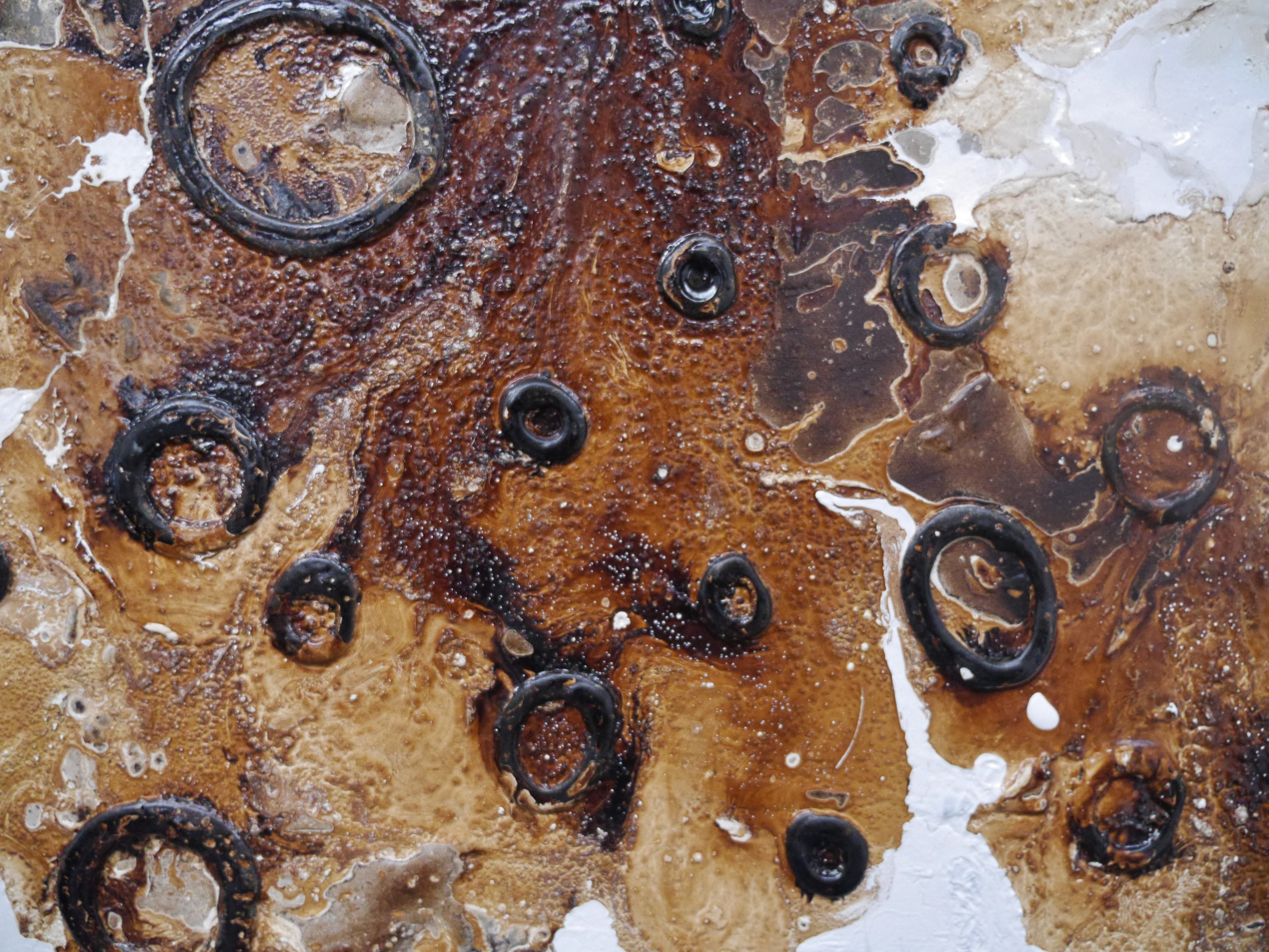 100cm x 100cm Rust Honey Textured Abstract Wall Art Painting - Modern Home Decor for Living Room, Bedroom & Office