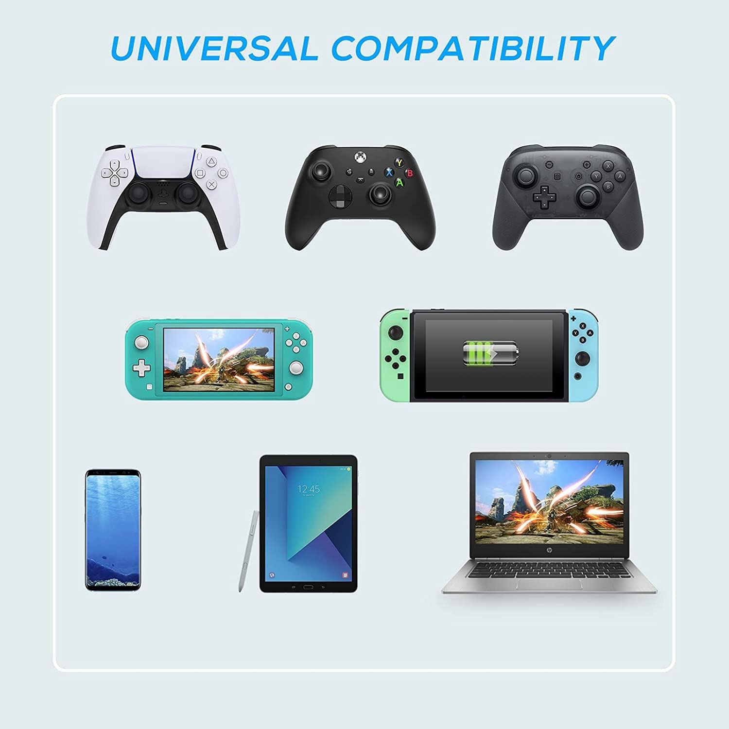 Premium 8m USB C Cable Fast Charging - Braided Nylon USB Type C Charger Cable Compatible with PS5 Controller, Xbox, Samsung Galaxy S20/S10/S9, Note 10/9/8, LG, Motorola, Nintendo Switch, Kindle Fire, Huawei - Perfect for Gaming, Travel & Home Charging
