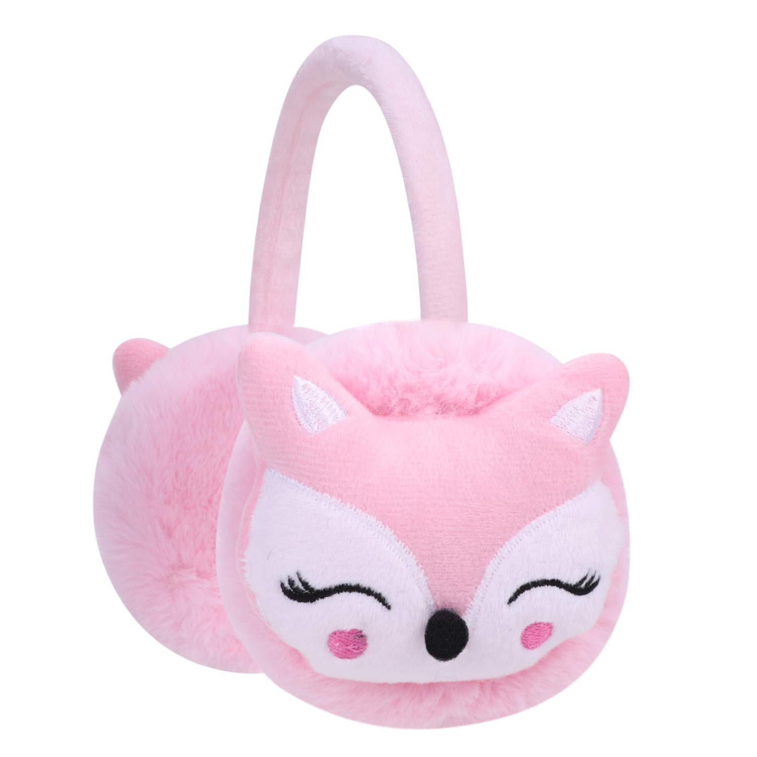 Soft Plush Winter Earmuffs - Faux Fur Padded Ear Warmers with Cute Fox Design for Women & Kids - Cozy Outdoor Ear Protection for Skiing, Snowboarding & Cold Weather Activities