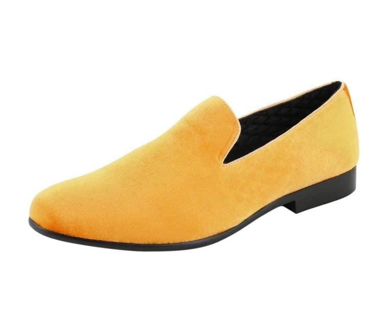 **Yellow Suede Smoking Slipper Shoes for Men – Comfortable Loafers for Casual Wear, Home & Lounge**