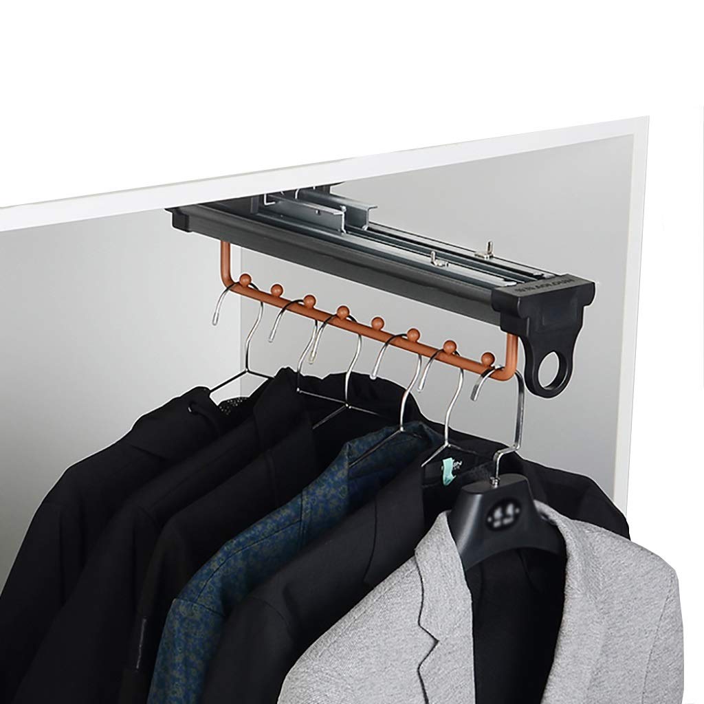Retractable Clothes Hanger Organizer - 18 Inch Pull Out Wardrobe Rack with Smooth Sliding Rail & Damper | Space Saving Cabinet Storage Solution for Bedroom, Closet & Laundry Room Organization