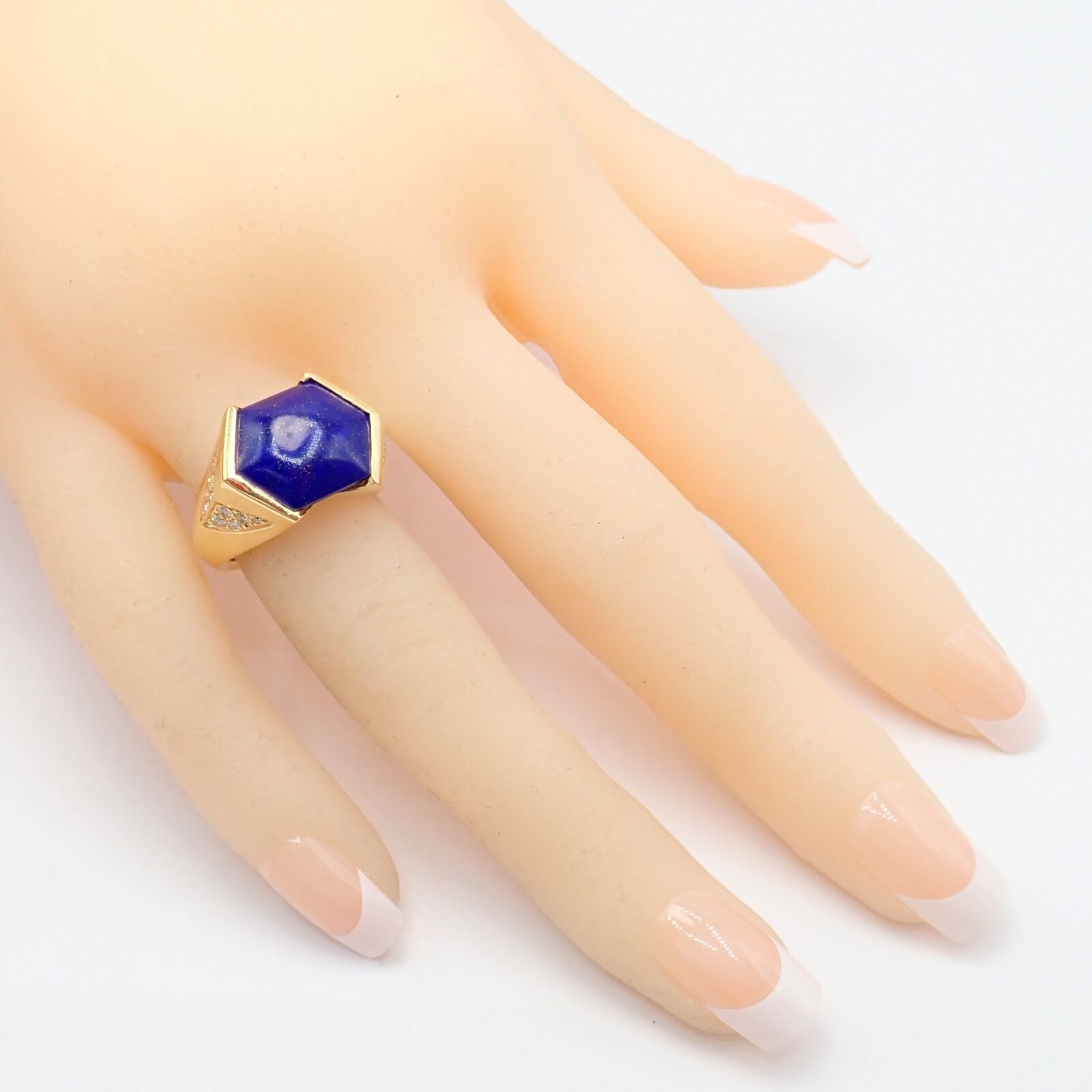 Authentic Julius Cohen 18k Yellow Gold Diamond & Lapis Lazuli Ring for Women - Luxury Statement Jewelry for Weddings, Parties & Special Occasions