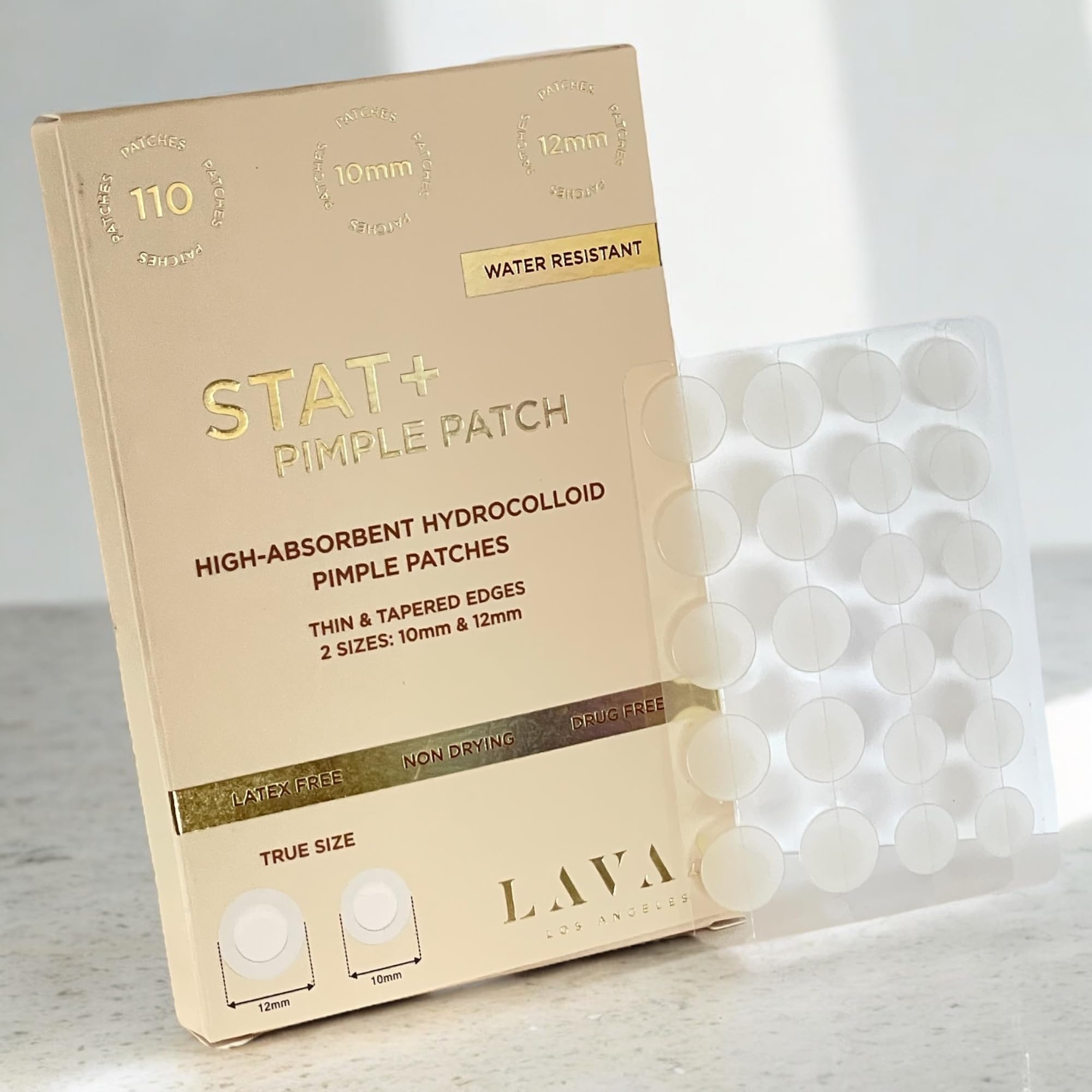 STAT+ Pimple Patches 110 Count - High Absorbency Hydrocolloid Acne Patches for Face (10mm & 12mm) - Overnight Spot Treatment for Cystic Acne & Whiteheads - Clear Skin Care for Teens & Adults