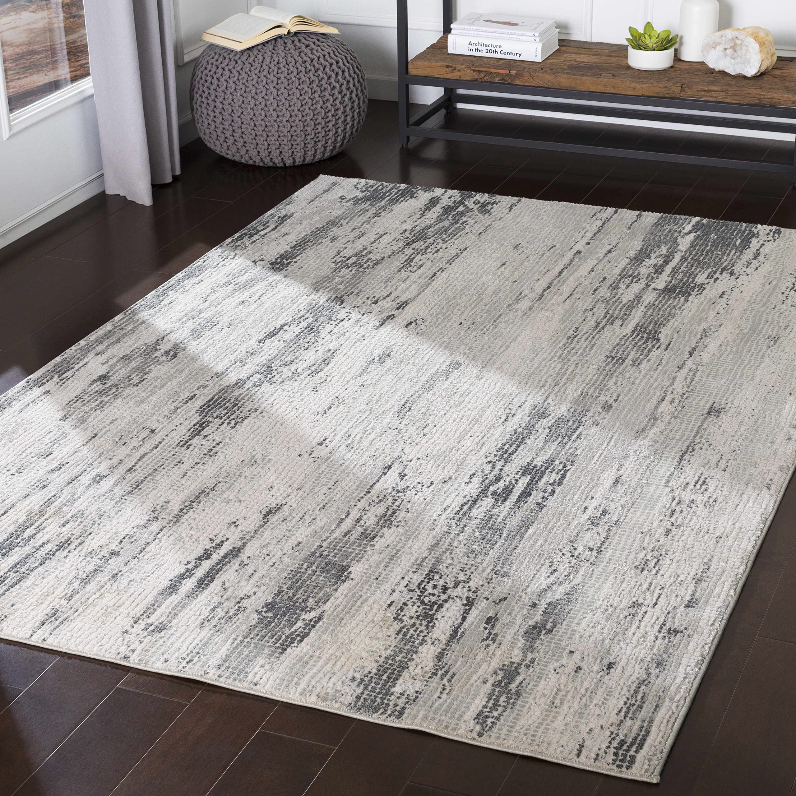 Premium Hauteloom Oklaunion Modern Area Rug - 12' x 15' Gray Charcoal LightGray - Perfect for Living Room & Bedroom Decor - Soft Comfort for Family Gatherings & Relaxation