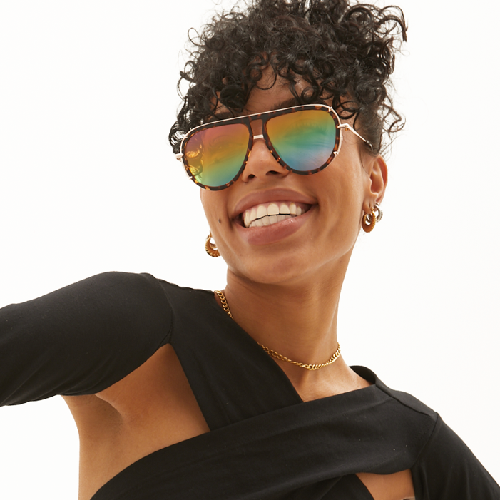Ivy Luxe Pride Tangle-Free Round Aviator Sunglasses for Women - UV Protection Polarized Lenses for Driving, Beach & Outdoor Activities