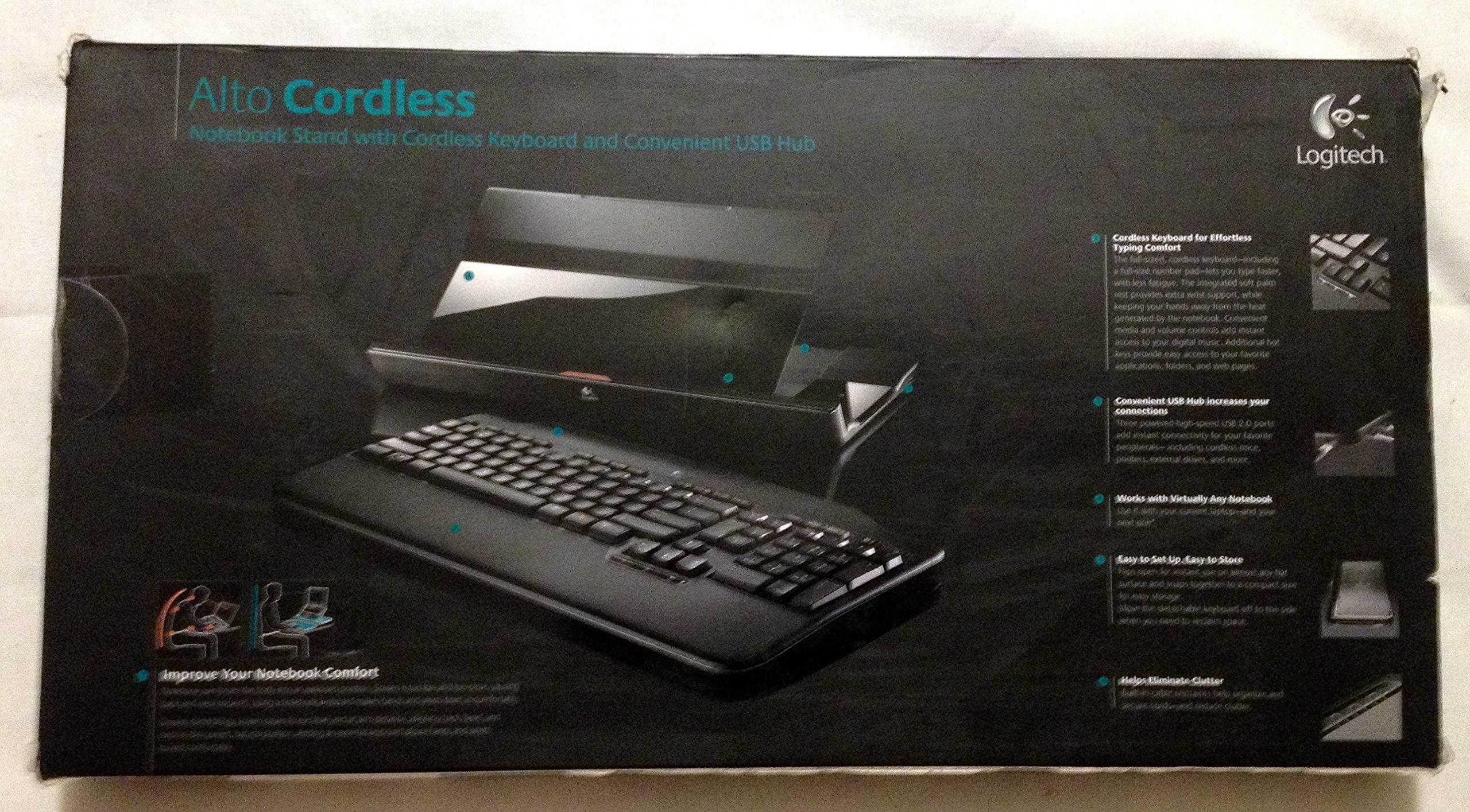 Ergonomic Laptop Stand with Wireless Keyboard - Adjustable Height for 15.4