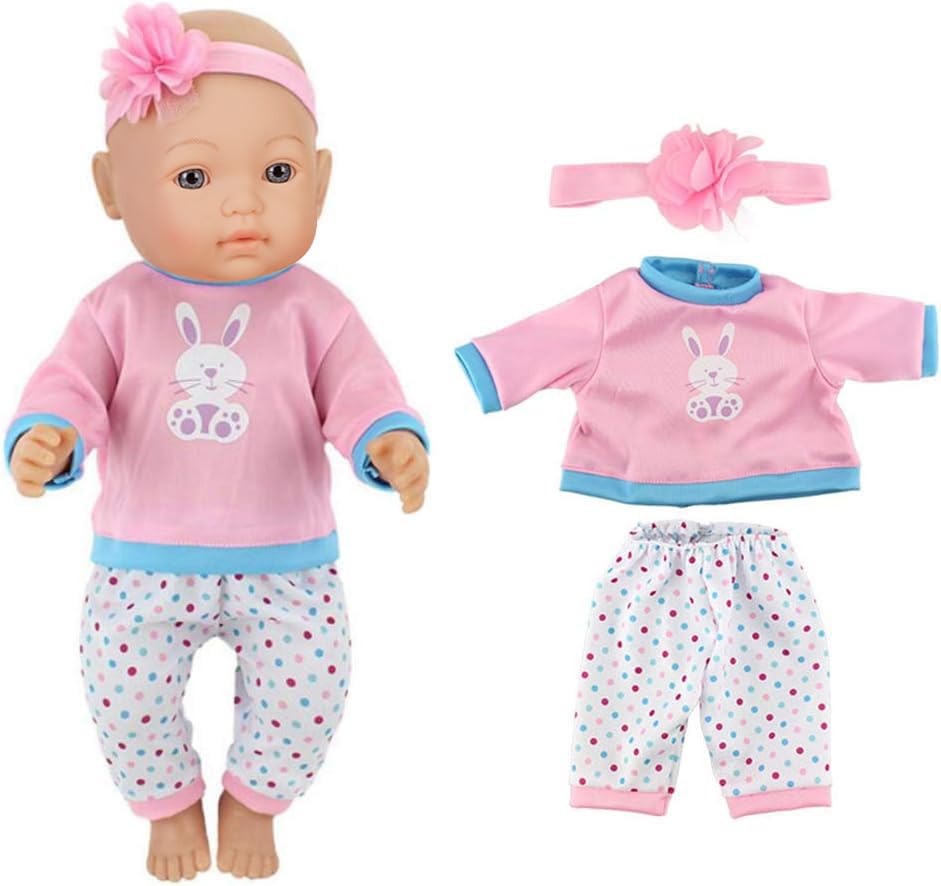 4 Sets Fashion Outfits for 14-16 Inch Baby Dolls | Fits 15-18 Inch & 43cm Newborn Dolls | Cute Doll Clothes for Dress Up & Role Play (Doll Not Included) | Perfect for Pretend Play, Birthday Gifts & Collectors