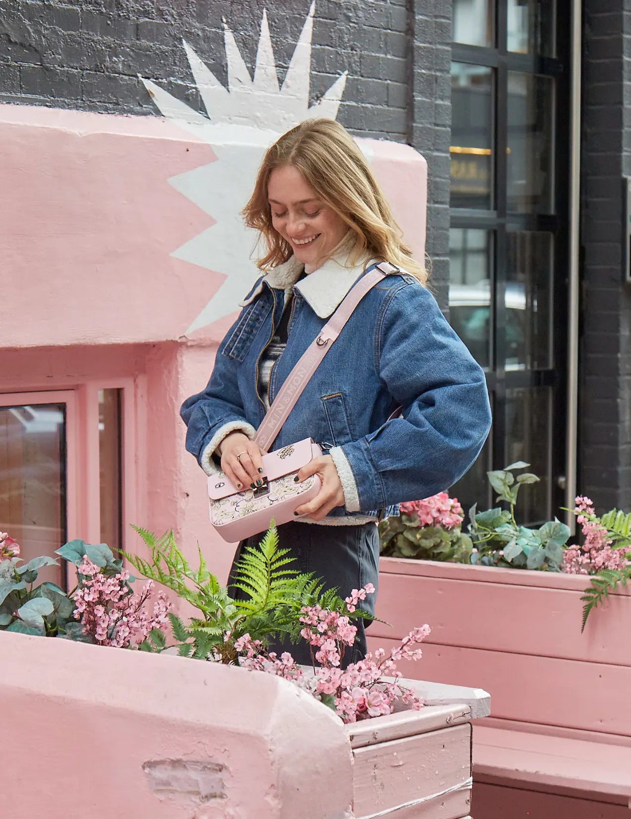 Amantis Parfait Pink Leather Crossbody Mini Handbag with Floral Design - Perfect for Date Night, Parties & Everyday Use