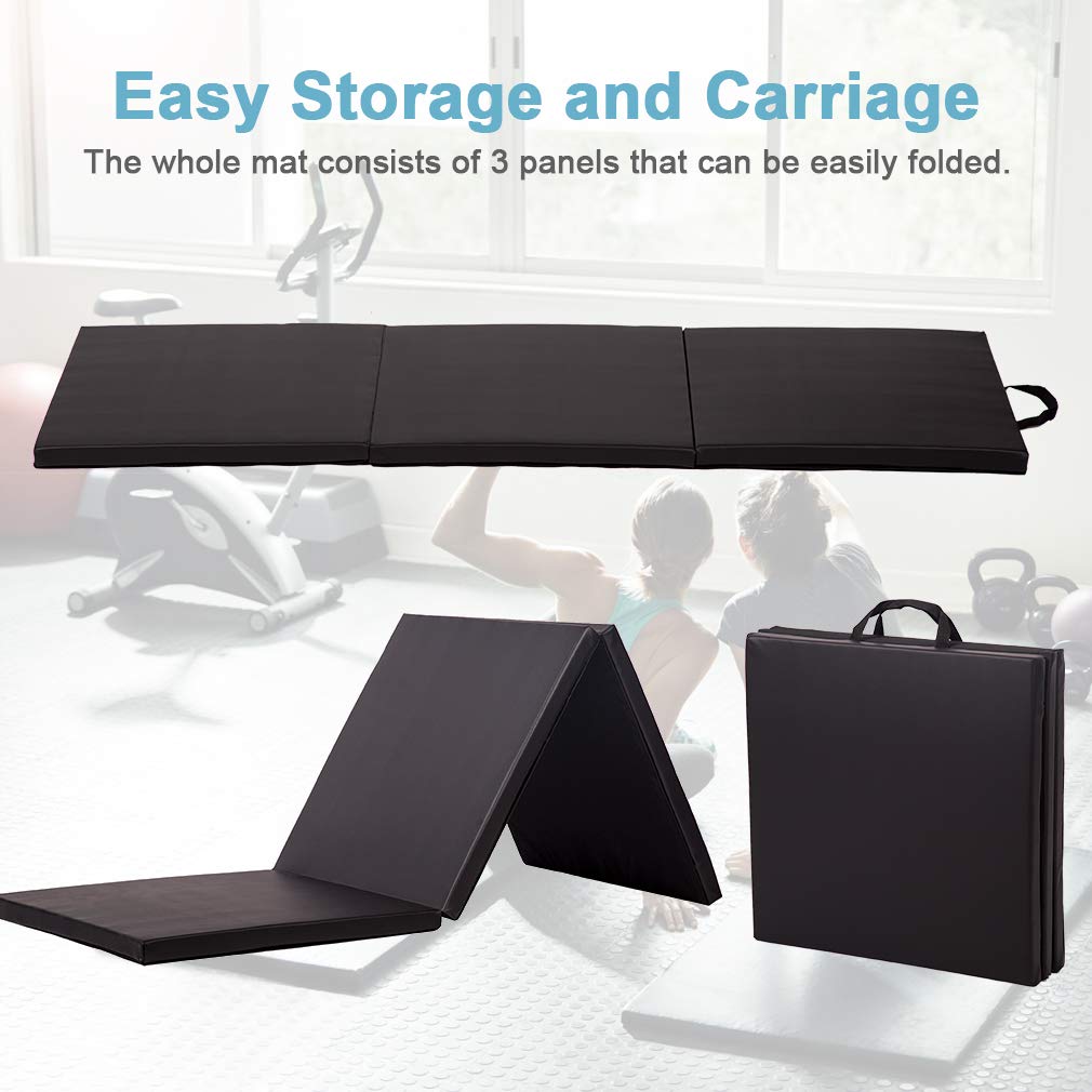 Premium 2-Inch Thick PU Leather Yoga Mat - Non-Slip Exercise Mat for Gymnastics, Pilates & Home Workouts | Folding Design with Carrying Handles | Ideal for Yoga Studios, Gyms & Home Fitness